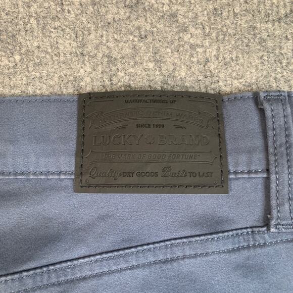 Lucky Brand Pants Mens 36 Shark Blue Cotton Stretch Flat Front 5 Pocket Chino - Picture 7 of 10